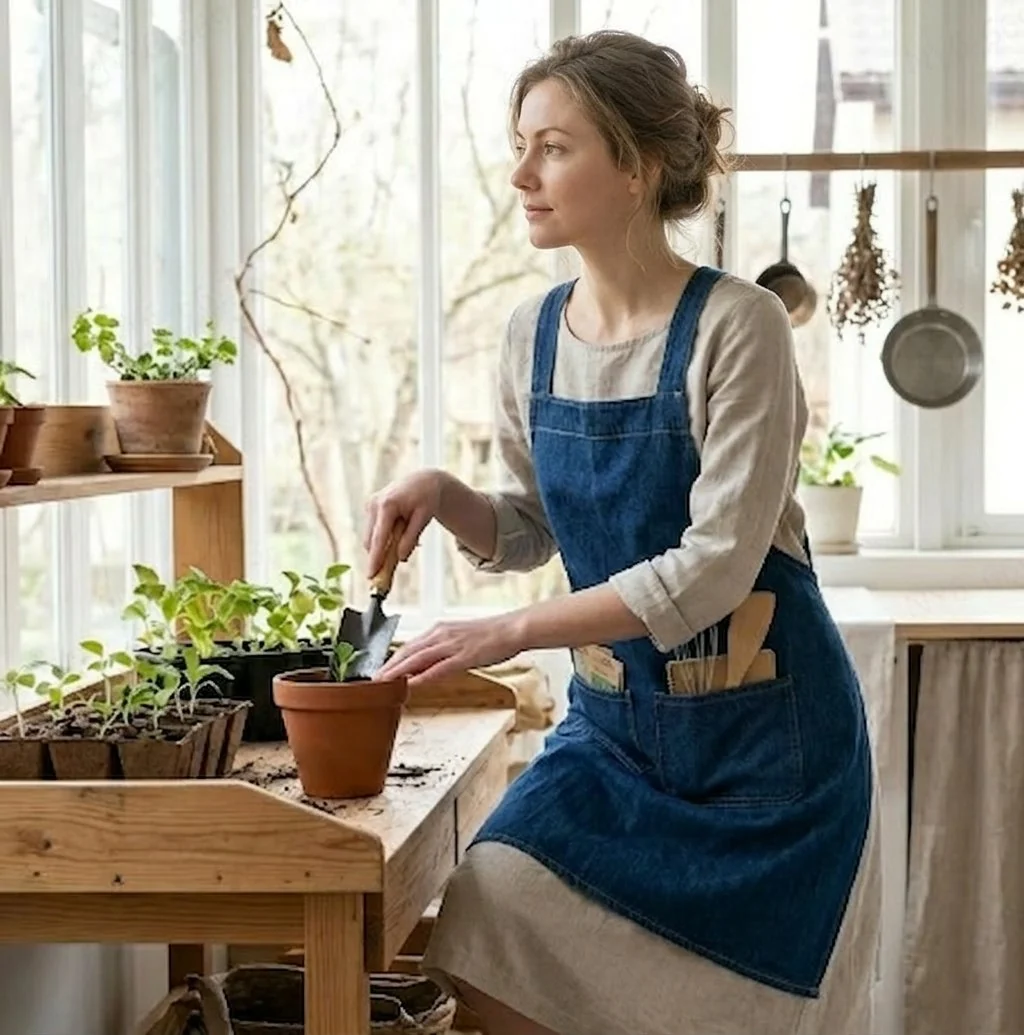 Ergonomic Cross-Back Denim Apron - Image 4