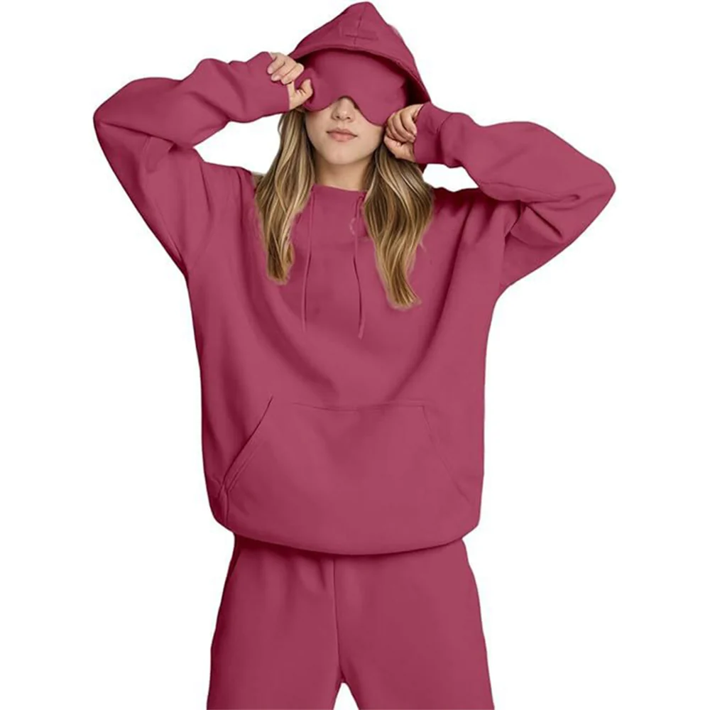 Airplane Model Travel Hoodie Eye Mask Built in Long Sleeve Oversized Sweatshirt - Image 14