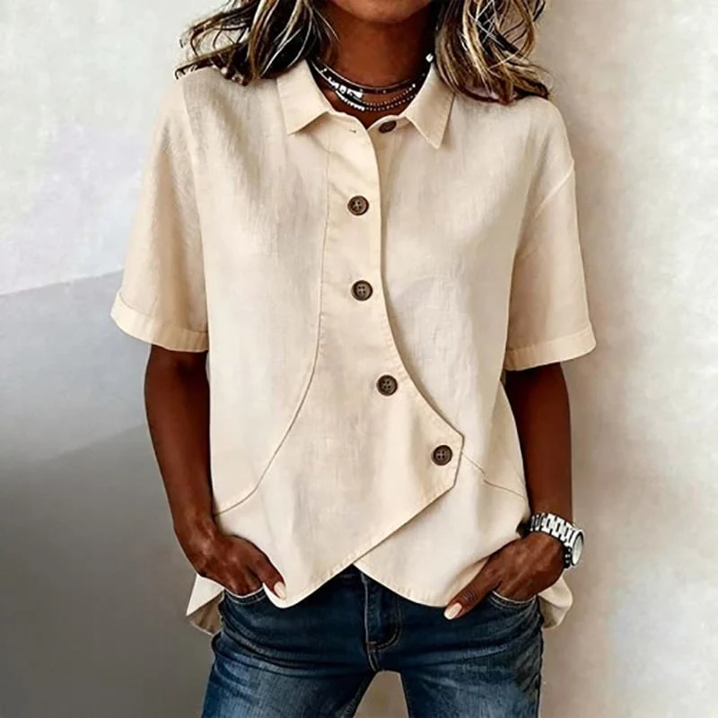 Asymmetrical Placket Button Down Shirt - Image 2