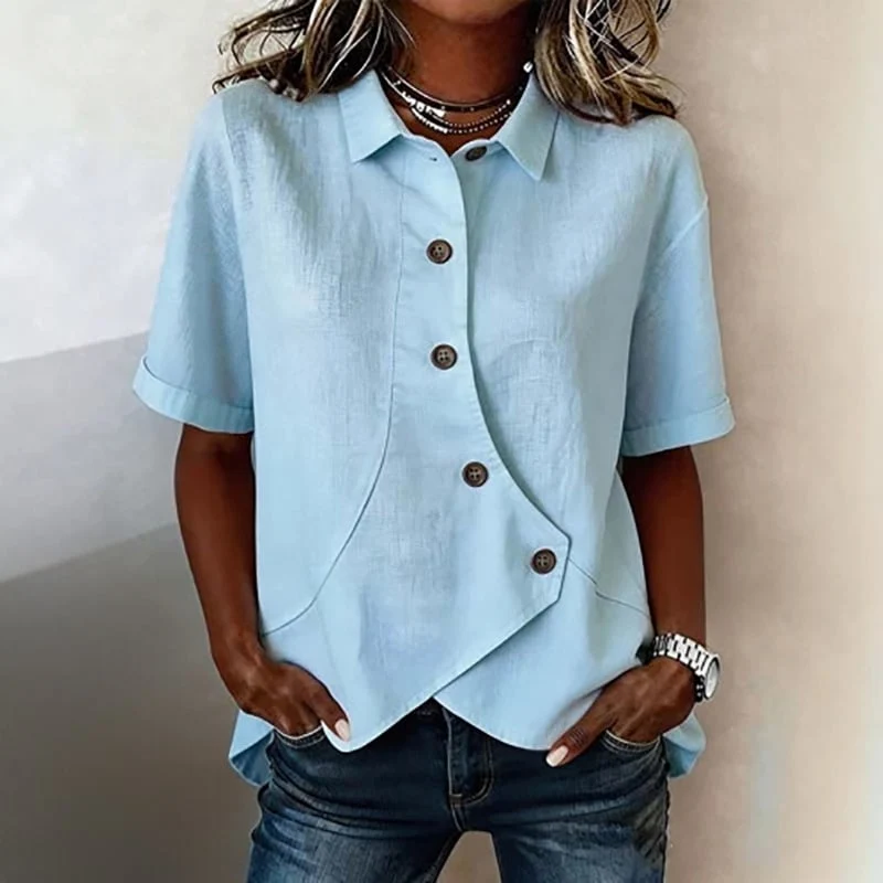 Asymmetrical Placket Button Down Shirt - Image 3