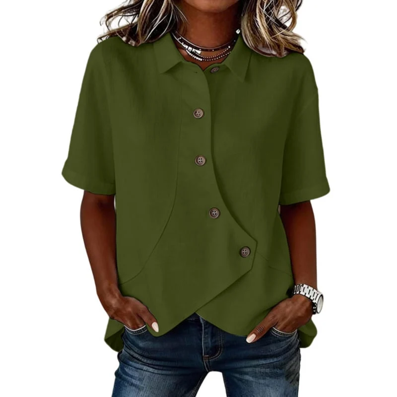 Asymmetrical Placket Button Down Shirt - Image 8