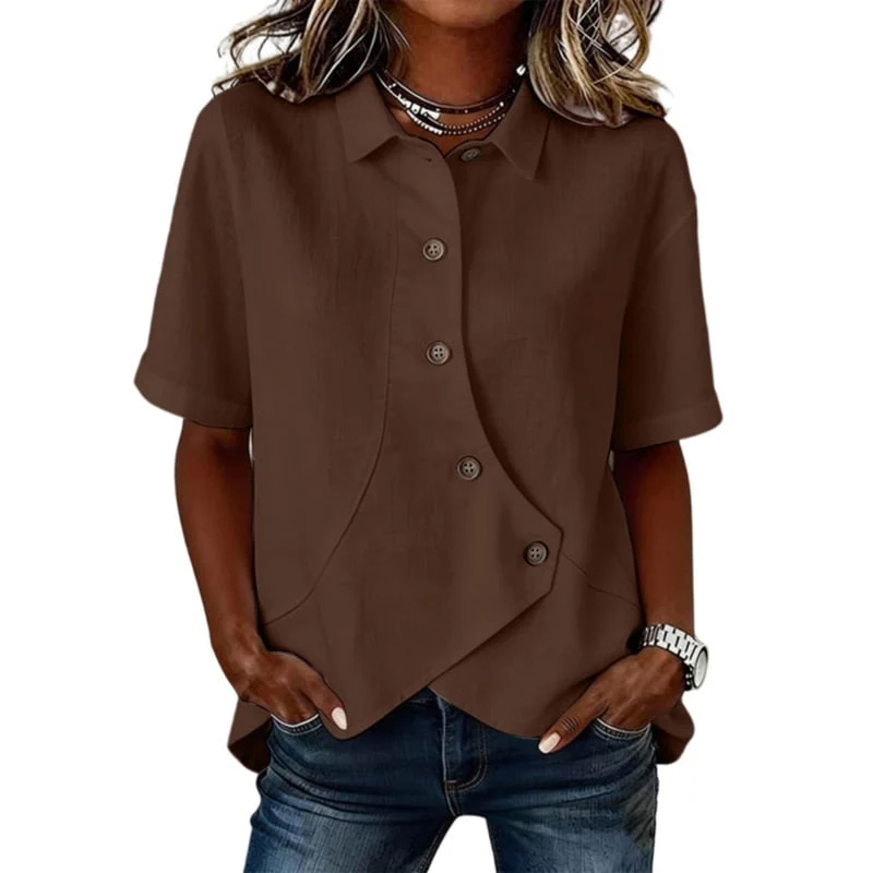 Asymmetrical Placket Button Down Shirt - Image 9
