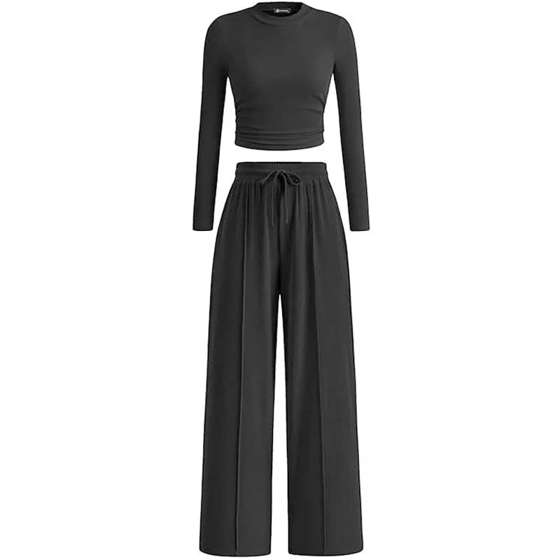 Crop Top Straight Leg Pants 2-Piece Lounge Set - Image 10