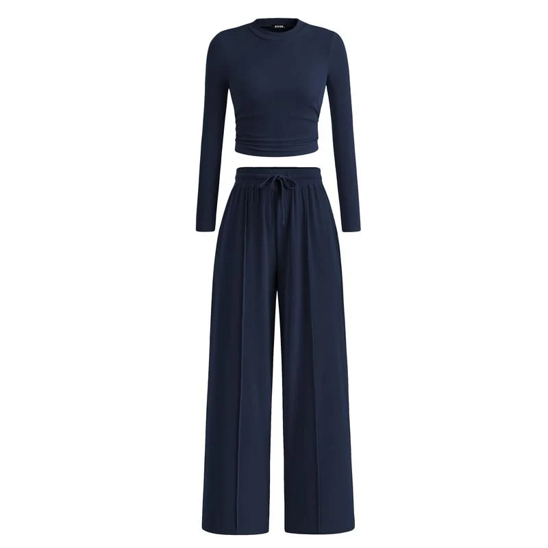 Crop Top Straight Leg Pants 2-Piece Lounge Set - Image 13