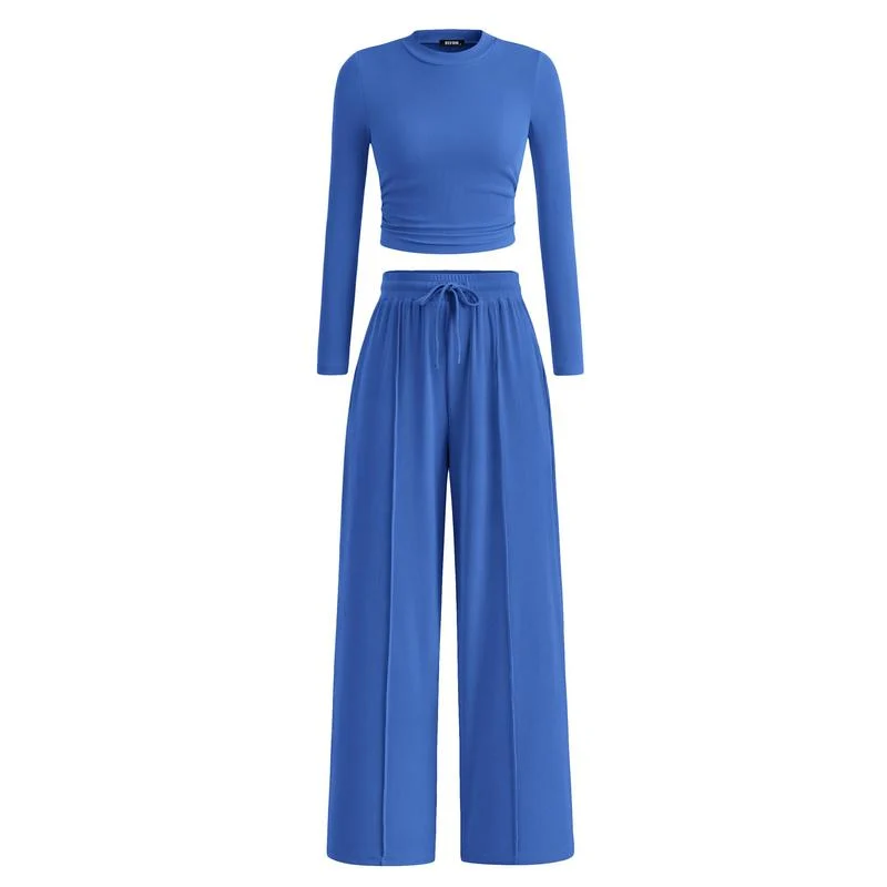 Crop Top Straight Leg Pants 2-Piece Lounge Set - Image 5