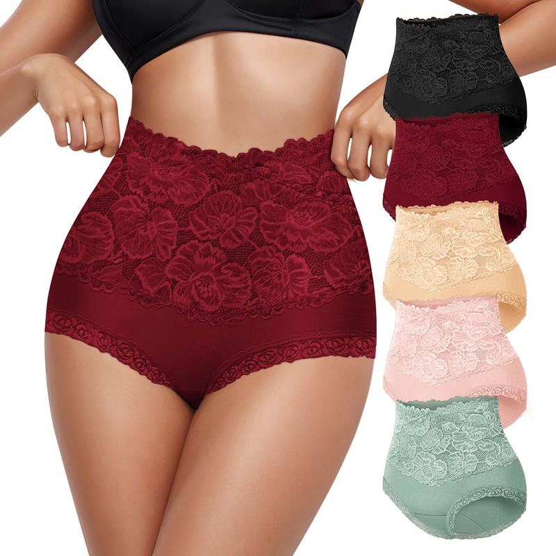 Comfy Everyday High-Waist Panties with Lace Trim, 5-Pack - Image 16