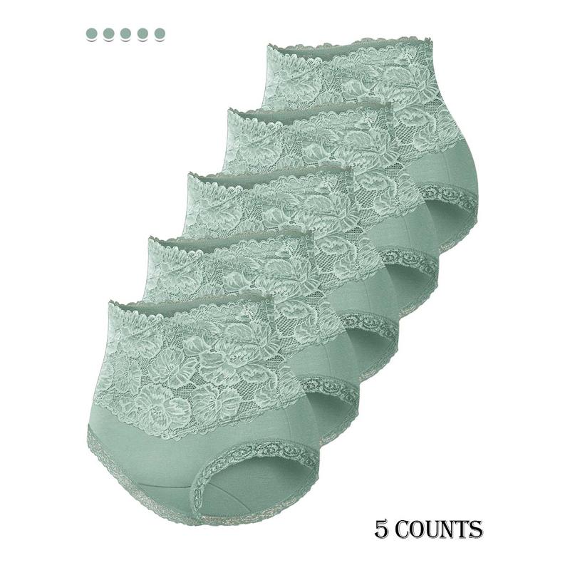 Comfy Everyday High-Waist Panties with Lace Trim, 5-Pack - Image 23