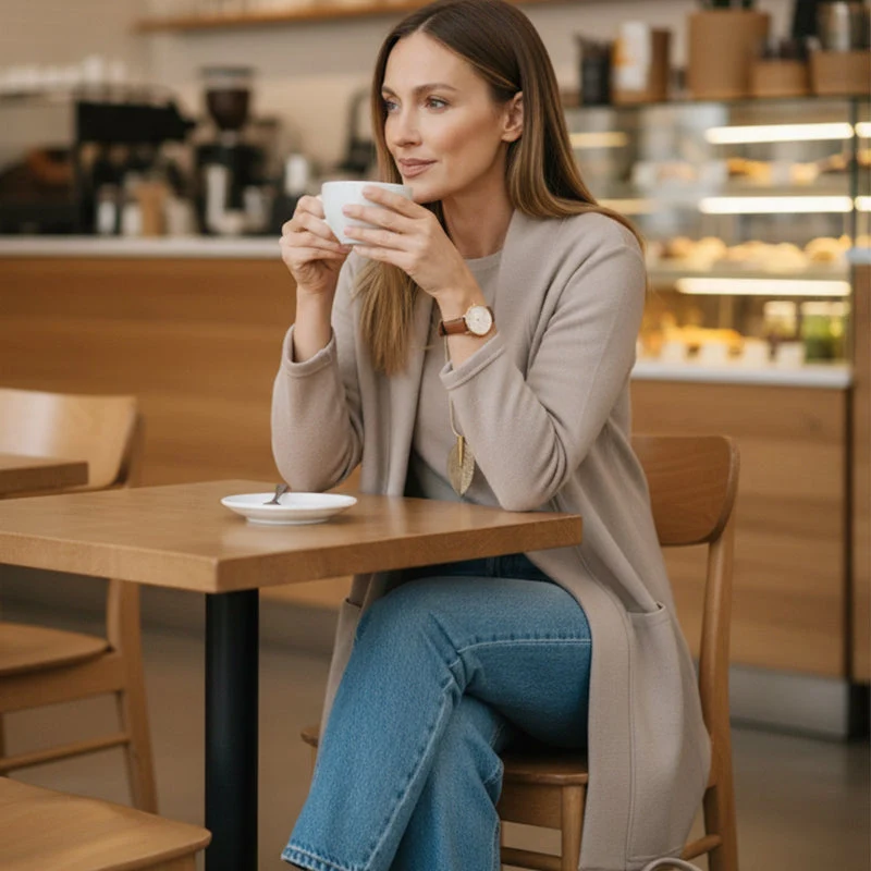 Elegant 3-Piece Set Including Long Cardigan, Top And Pants - Image 2