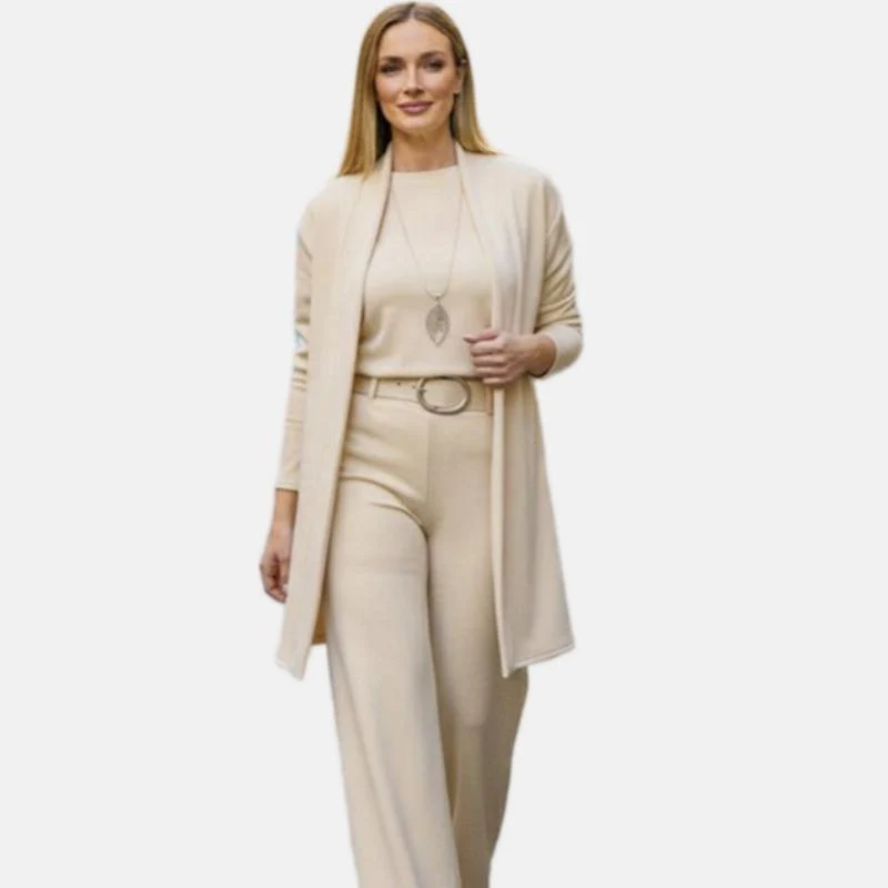 Elegant 3-Piece Set Including Long Cardigan, Top And Pants - Image 9