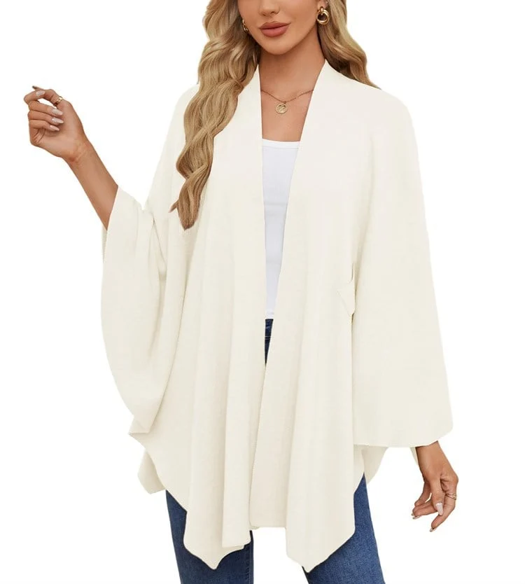 Elegant Shawl Wraps Soft Open Front Poncho Sweater - Image 5