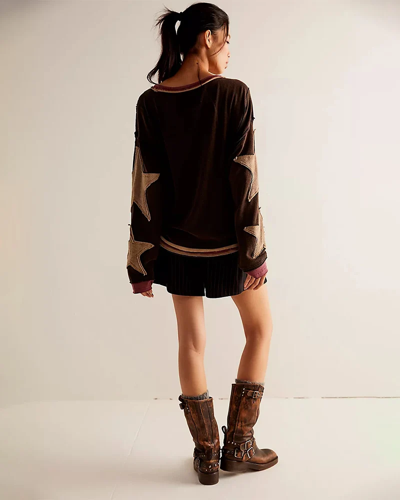 Fashionable Round Neck Hooded Thin Loose Star Hoodie - Image 12