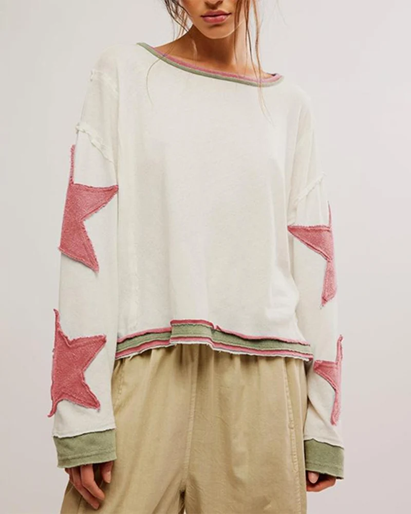 Fashionable Round Neck Hooded Thin Loose Star Hoodie - Image 7