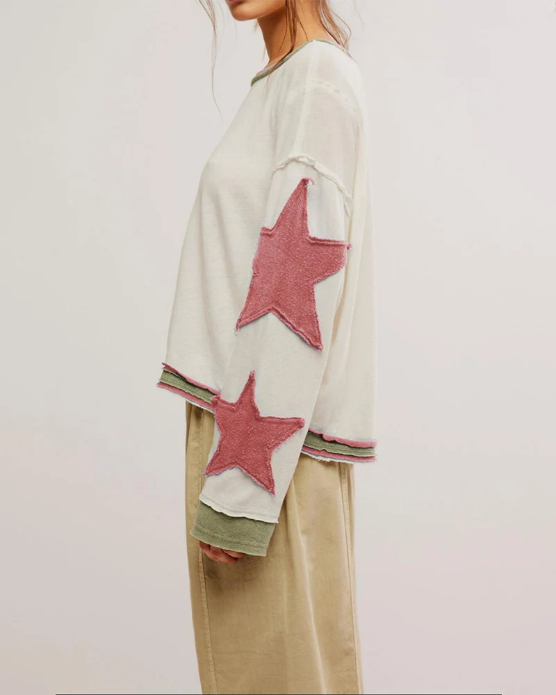 Fashionable Round Neck Hooded Thin Loose Star Hoodie - Image 8