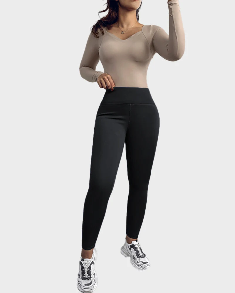 Fleece-Lined Tummy Control Shaping Leggings - Image 3