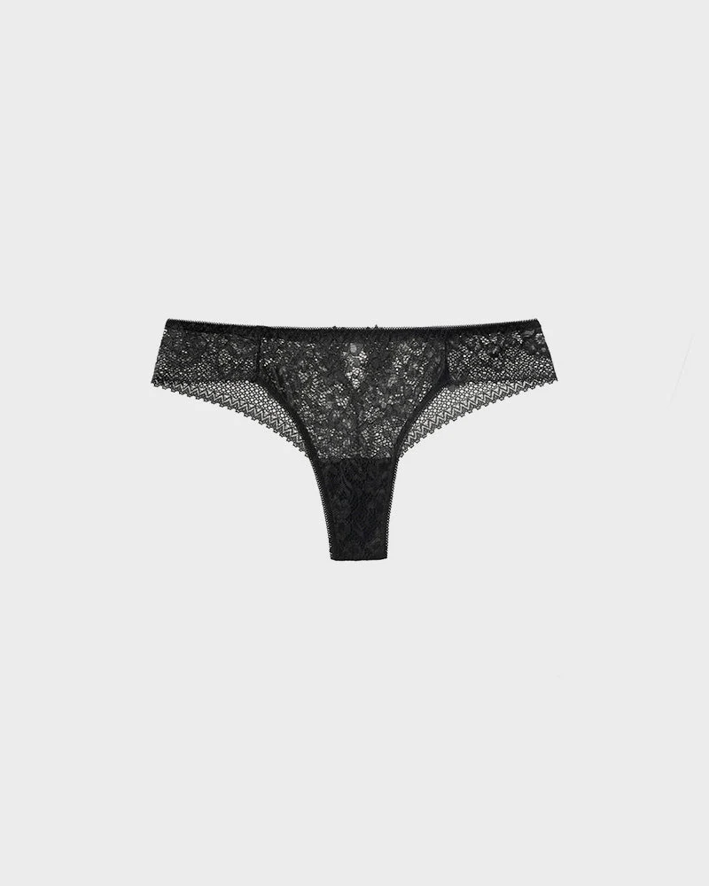 Floral Lace Cut-Out Thong Panties - Image 14