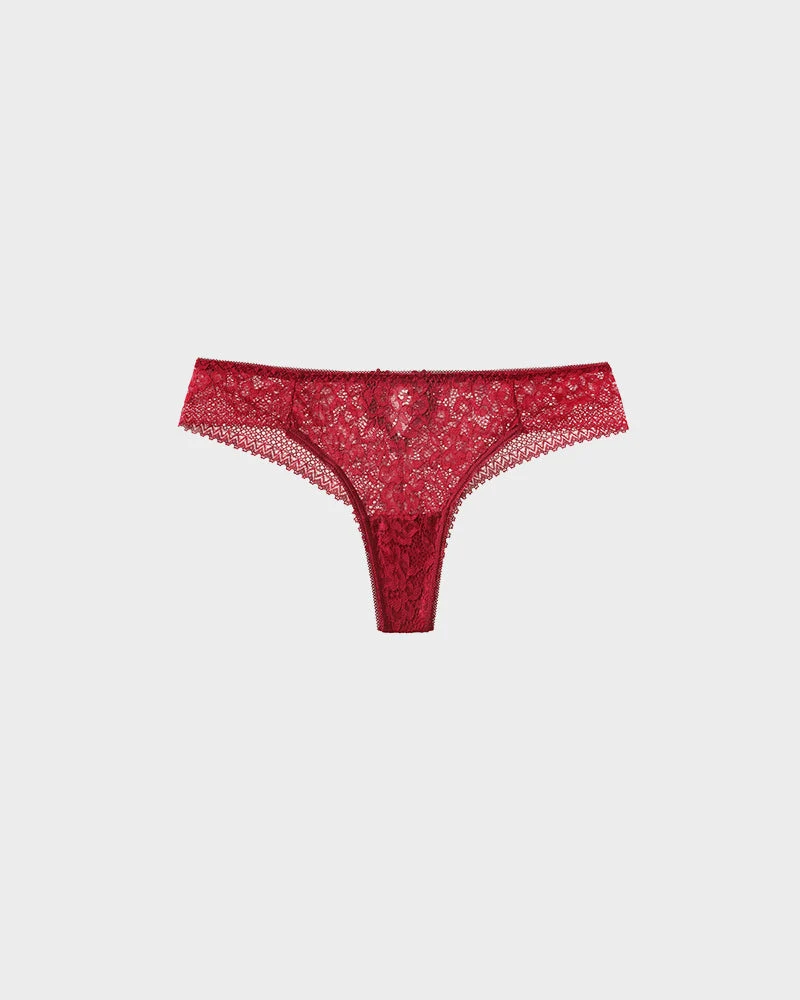 Floral Lace Cut-Out Thong Panties - Image 17