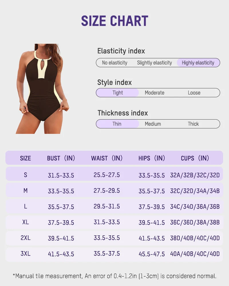 Full Coverage Retro Color Block Swimwear - Image 44