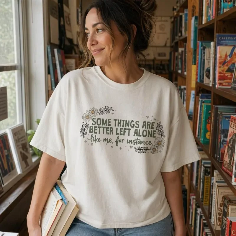Funny Introvert Shirt Women Plus Size Sarcastic Floral Graphic Tee - Image 2