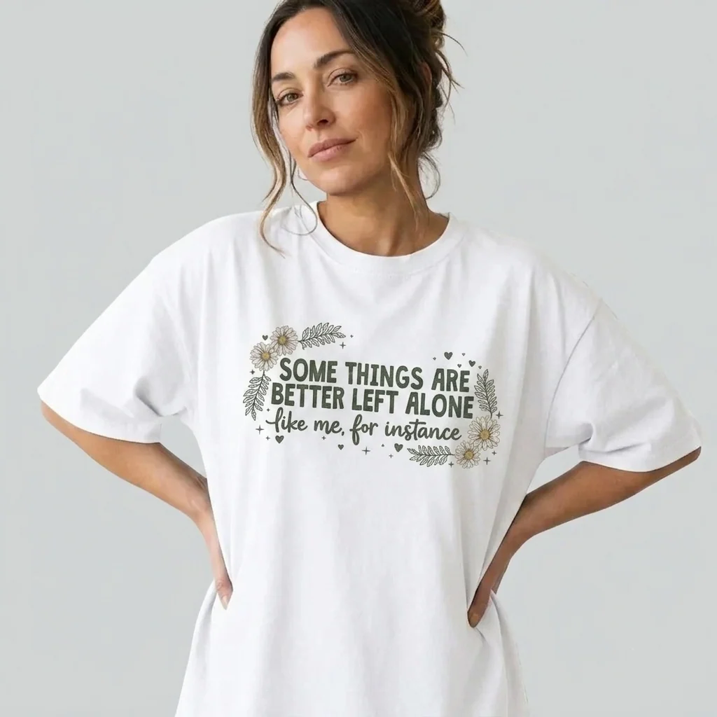 Funny Introvert Shirt Women Plus Size Sarcastic Floral Graphic Tee - Image 8