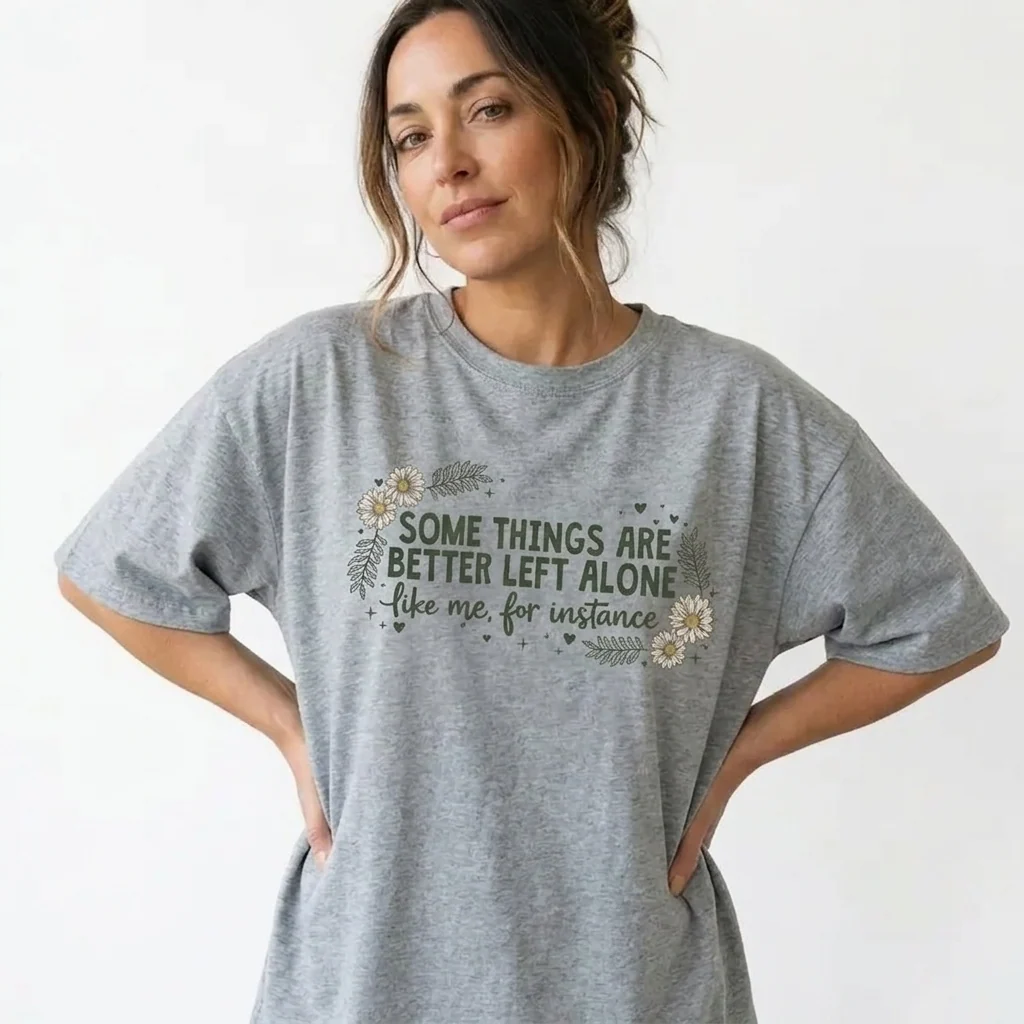 Funny Introvert Shirt Women Plus Size Sarcastic Floral Graphic Tee - Image 9