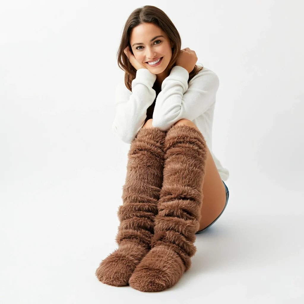 High Fuzzy Long Socks Winter Warm Cold Leg Knee Joint - Image 32