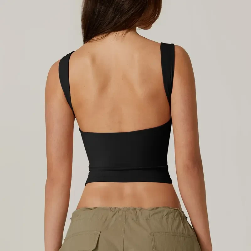 High Neck Open Back Crop Tank Y2K Sleeveless Tee - Image 2
