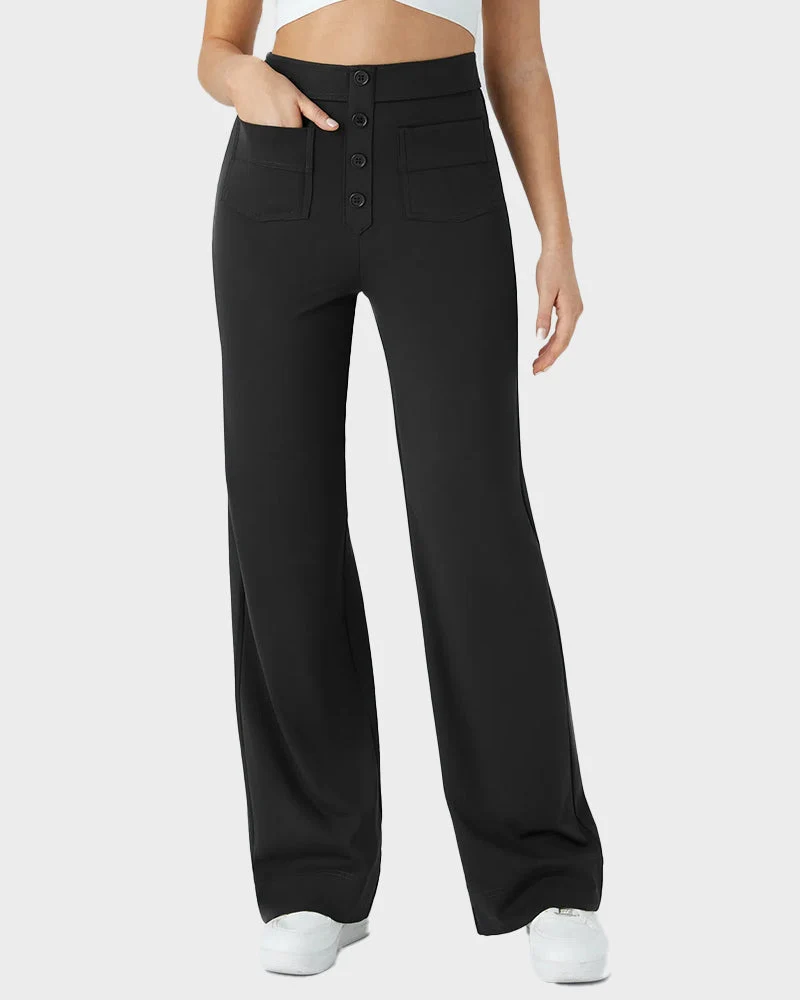 High-Waist Button Front Straight-Leg Pants - Image 3
