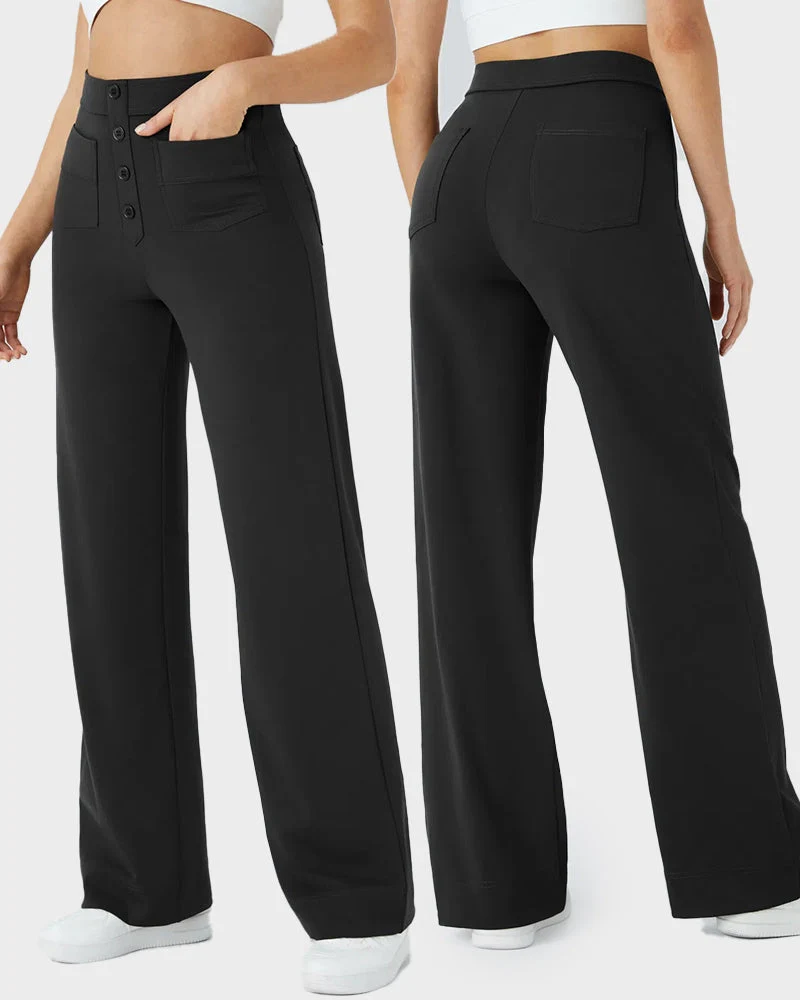 High-Waist Button Front Straight-Leg Pants - Image 5