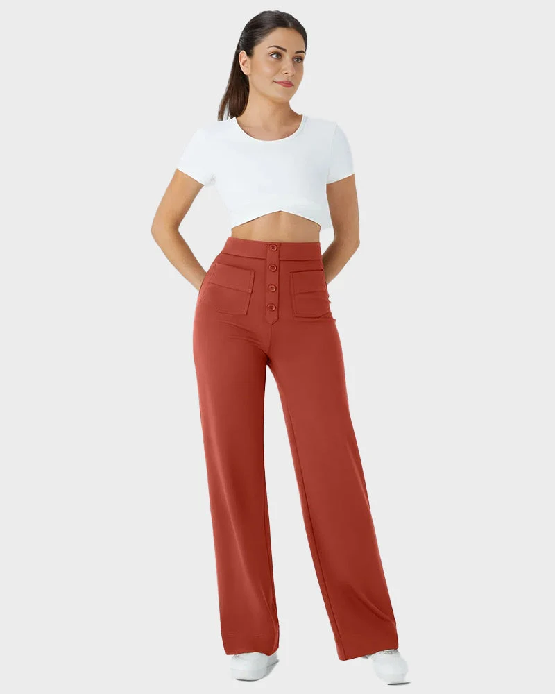 High-Waist Button Front Straight-Leg Pants - Image 9
