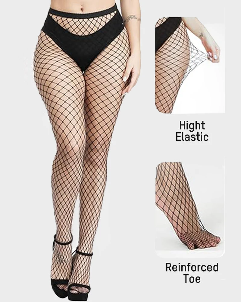 High-Waist Classic Fishnet Pantyhose – 4 Mesh Styles - Image 9