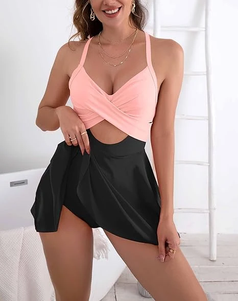 High Waist Cutout One Piece Tummy Control Swimdress - Image 23