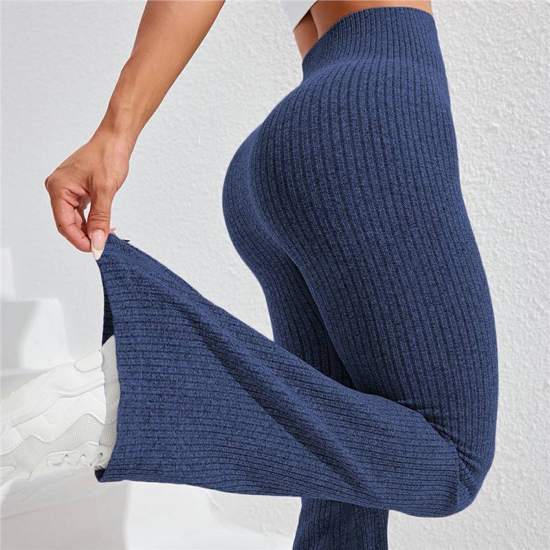 High Waisted Threaded Horn Yoga Pants, Hip Lifting Fitness Pants - Image 10