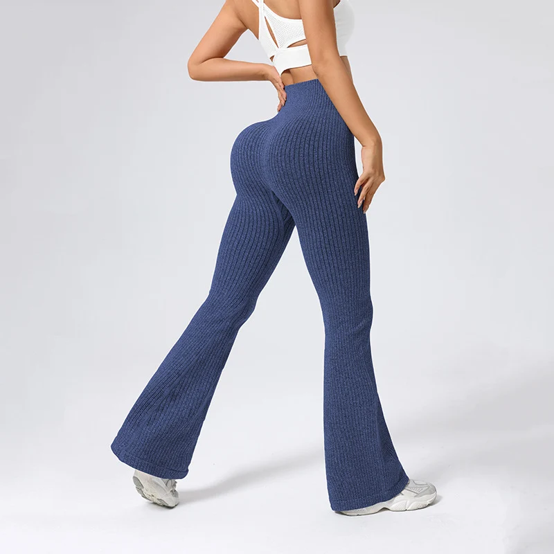 High Waisted Threaded Horn Yoga Pants, Hip Lifting Fitness Pants - Image 11