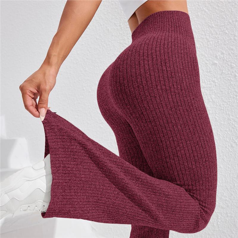 High Waisted Threaded Horn Yoga Pants, Hip Lifting Fitness Pants - Image 14
