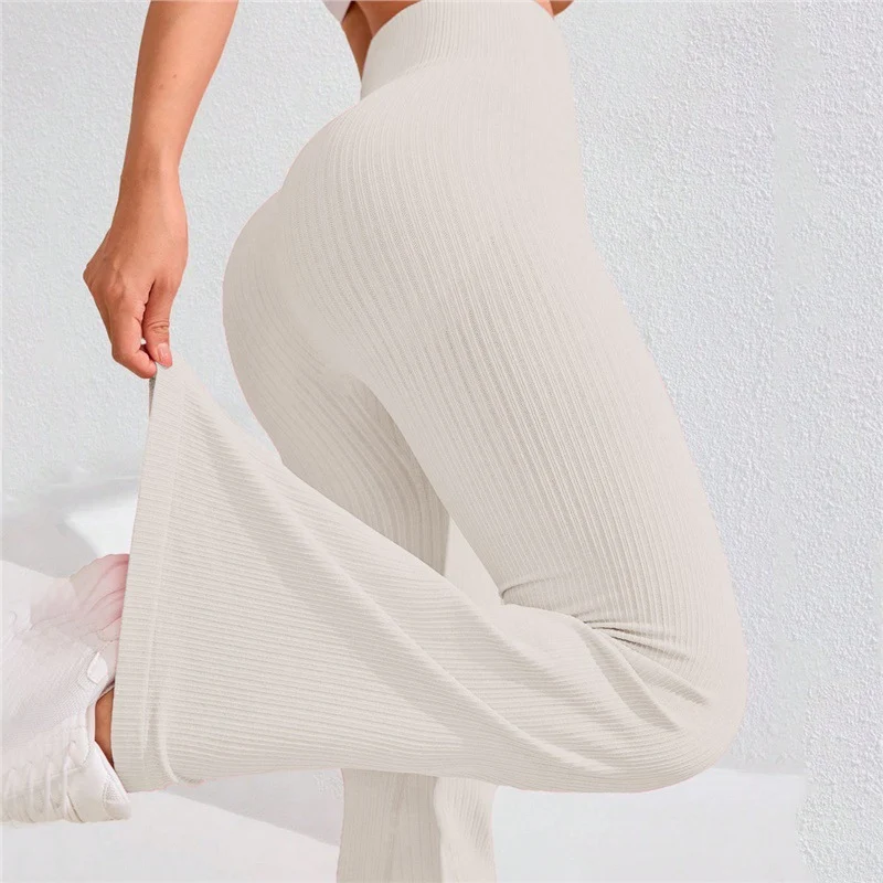High Waisted Threaded Horn Yoga Pants, Hip Lifting Fitness Pants - Image 18