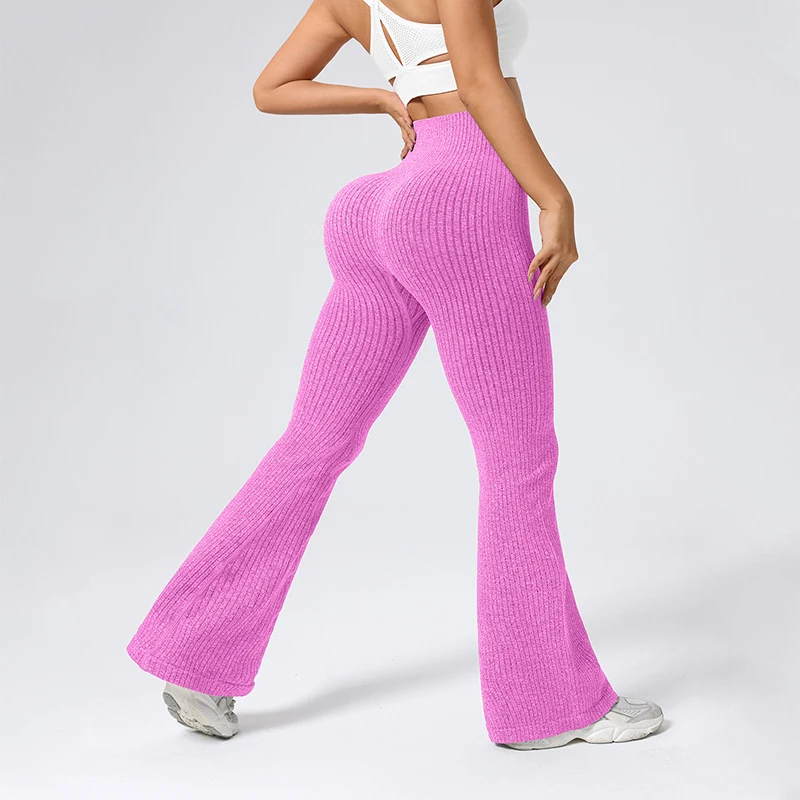 High Waisted Threaded Horn Yoga Pants, Hip Lifting Fitness Pants - Image 21