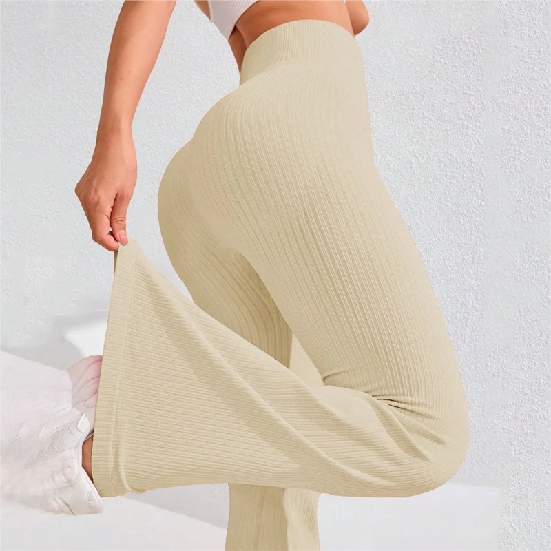 High Waisted Threaded Horn Yoga Pants, Hip Lifting Fitness Pants - Image 24