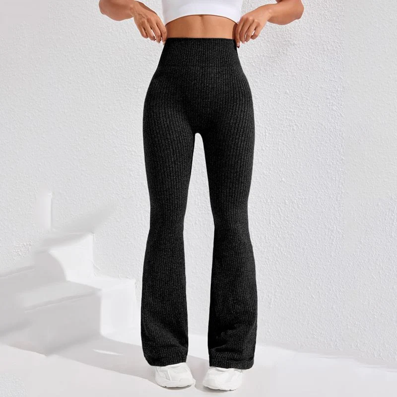 High Waisted Threaded Horn Yoga Pants, Hip Lifting Fitness Pants - Image 5
