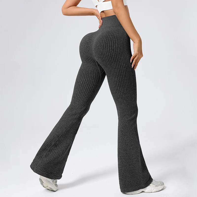 High Waisted Threaded Horn Yoga Pants, Hip Lifting Fitness Pants - Image 7