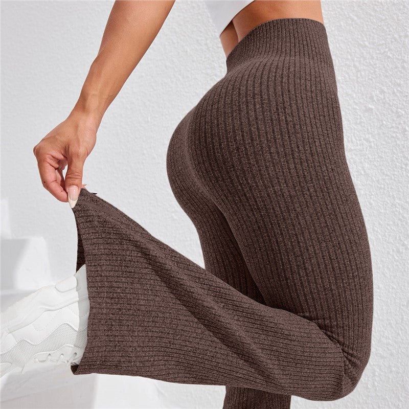 High Waisted Threaded Horn Yoga Pants, Hip Lifting Fitness Pants - Image 8