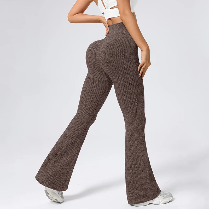 High Waisted Threaded Horn Yoga Pants, Hip Lifting Fitness Pants - Image 9