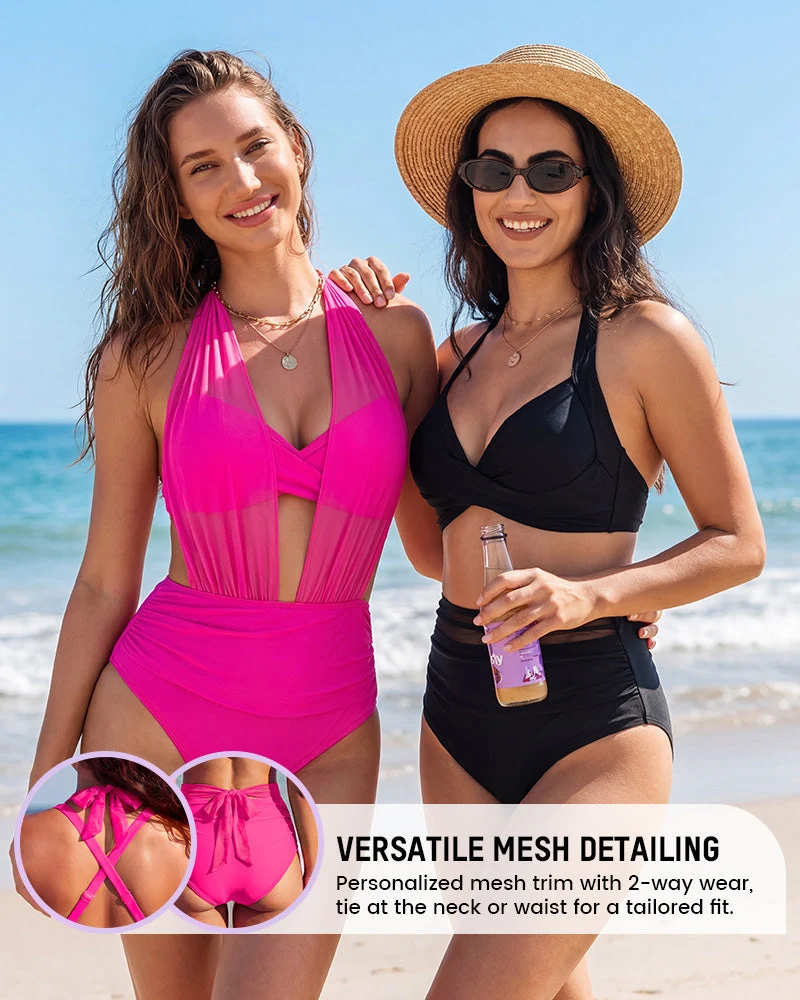 High-Waisted Tummy Control Mesh Bikini Set - Image 2
