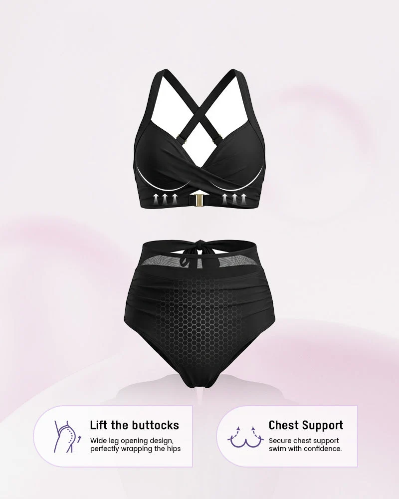 High-Waisted Tummy Control Mesh Bikini Set - Image 5