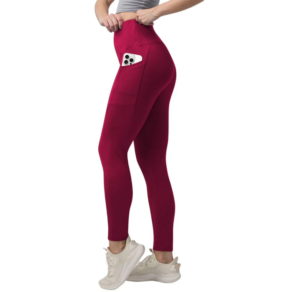 High Waisted Warm Wool Lined Tight Pants With Pockets - Image 12