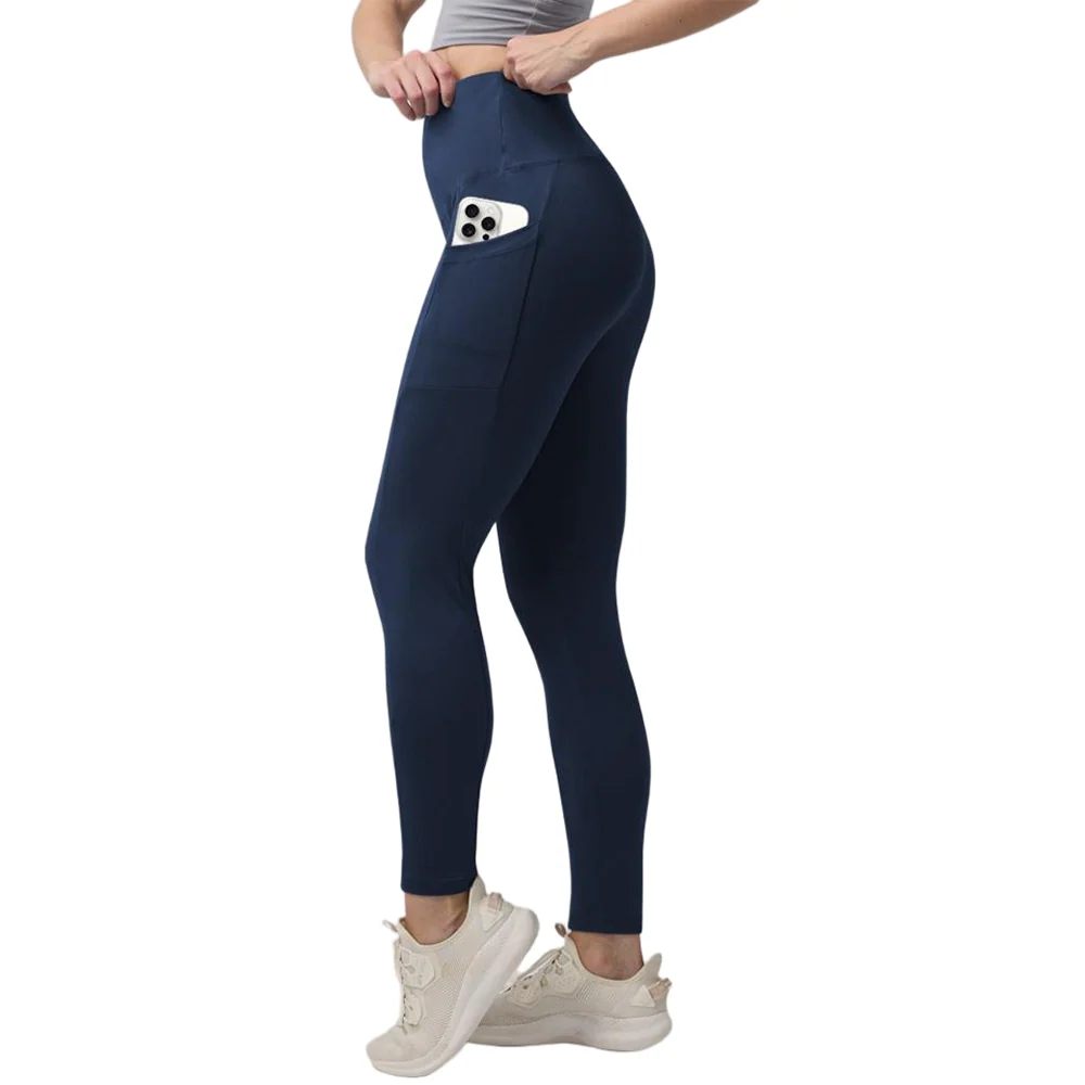High Waisted Warm Wool Lined Tight Pants With Pockets - Image 9