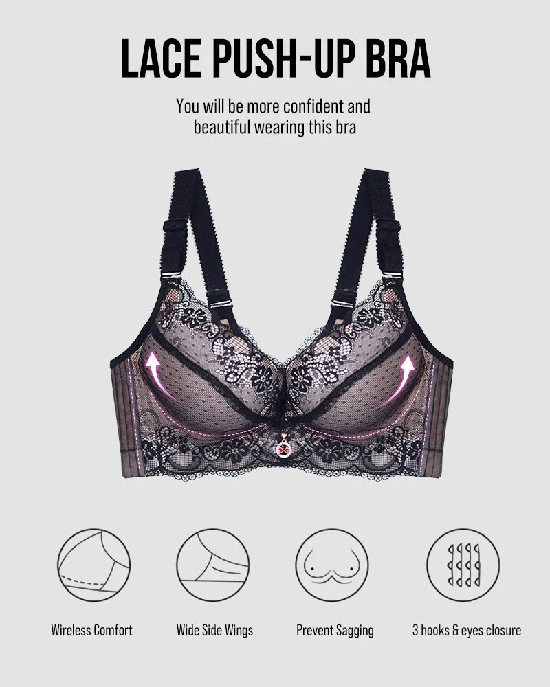 Lace Underwire Padded Push Up Bra - Image 8