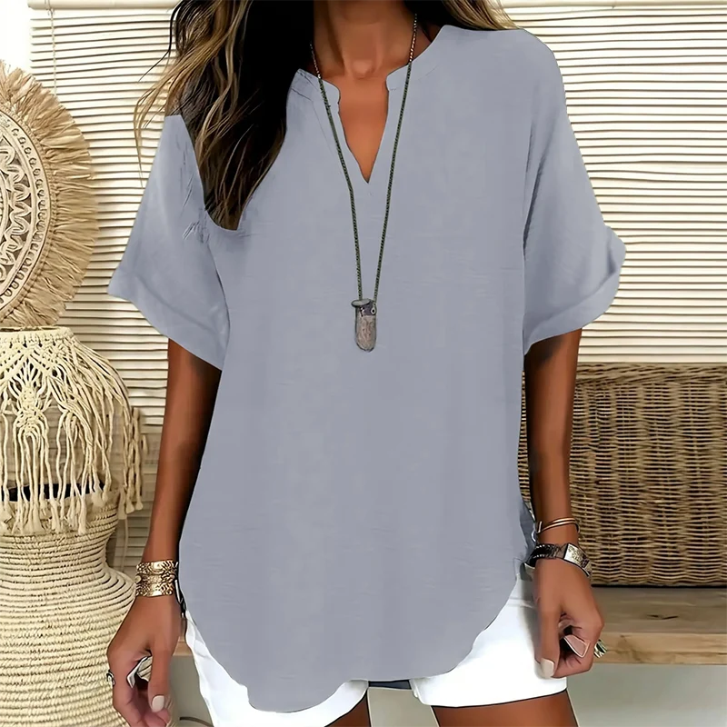Loose Solid Color Women's Casual Blouse - Image 14