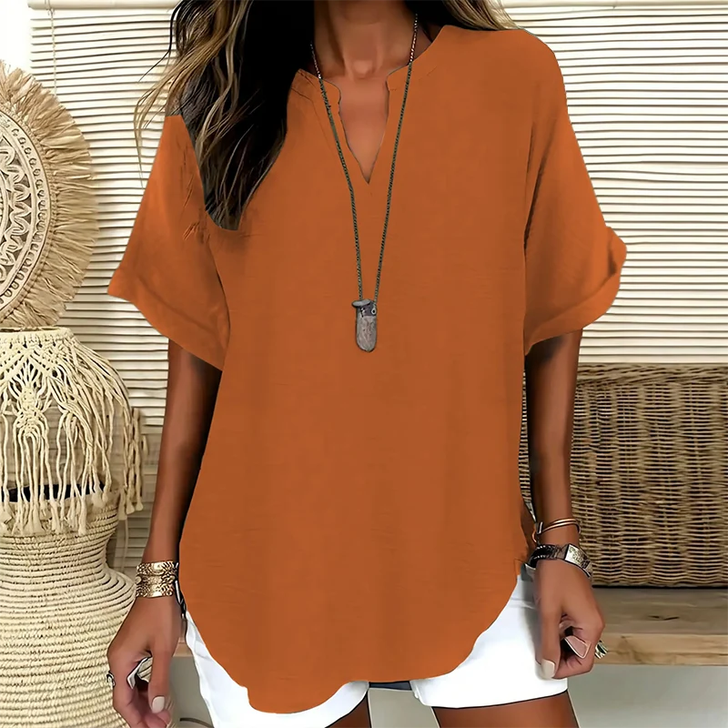 Loose Solid Color Women's Casual Blouse - Image 8