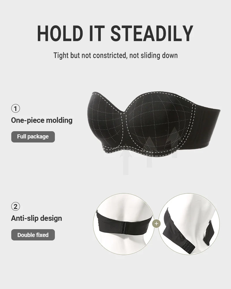Full Support Non-Slip Convertible Bandeau Bra - Image 12