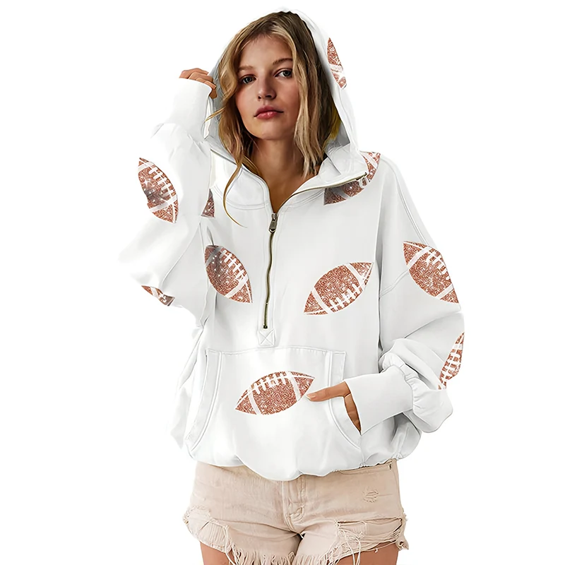 ‘Glam Kickoff’ Long Sleeve Zip Hoodie - Image 7